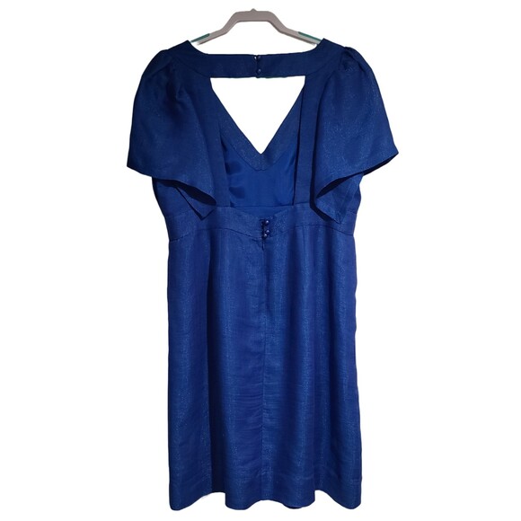 Anthropologie Tracy Reese Linen Blend Dress Womens Size 16 Backless Blue Party - Picture 2 of 9